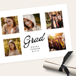 Modern Simple Minimal 5 Photo Collage Graduation Meddelande