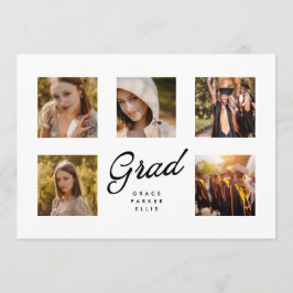 Modern Simple Minimalist 5Photo Collage Graduation Meddelande