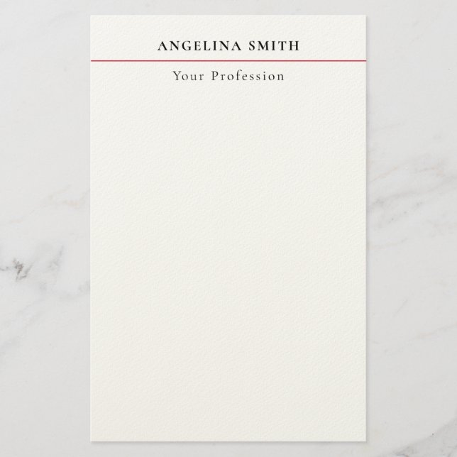 Modern Simple Minimalist White Red Professional Brevpapper (Framsida)