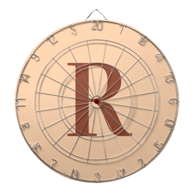 Modern Simple Monogram Beige Brown Darttavla (Framsidan)