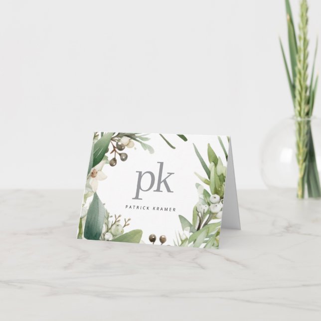 Modern Simple Monogram Namn-jul-Helgdag Tack Kort (Framsida)