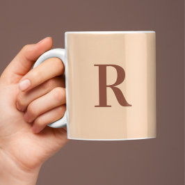 Modern Simple Monogram Terracotta Beige Kaffemugg