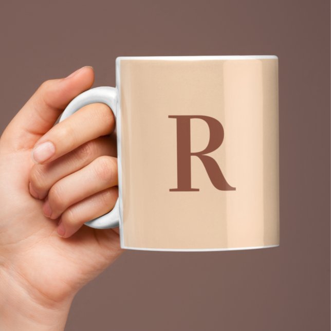 Modern Simple Monogram Terracotta Beige Kaffemugg (Skapare uppladdad)