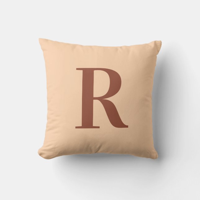 Modern Simple Monogram Terracotta Beige Kudde (Framsida)