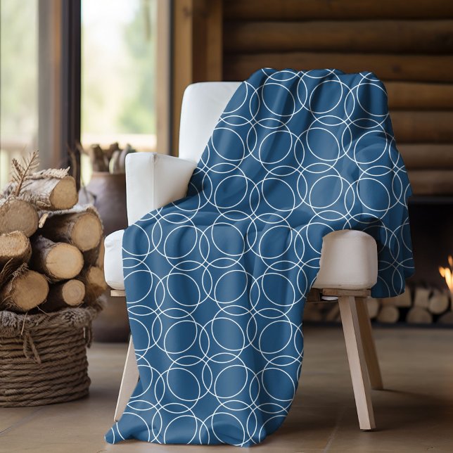 Modern Simple Mönster Fleecefilt (fleece blanket with blue circle pattern)