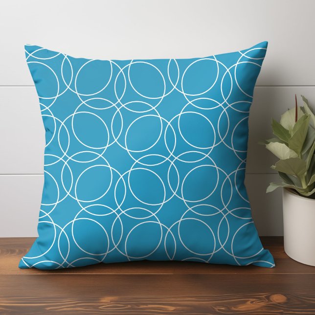 Modern Simple Mönster Kudde (circle pattern throw pillow home decor in blue)