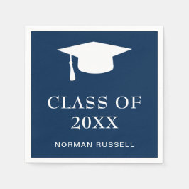 Modern Simple Mortar Board Navy Blue Studenten Pappersservett