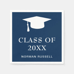 Modern Simple Mortar Board Navy Blue Studenten Pappersservett