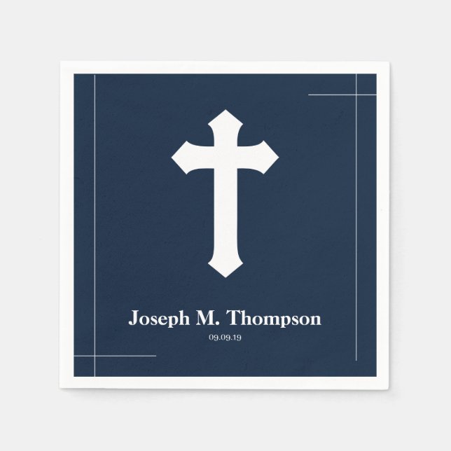 Modern Simple Navy Kor First Heliga Communion Pappersservett (Framsidan)