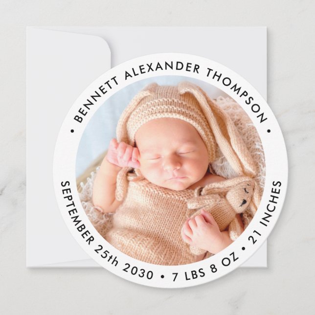 Modern Simple Nyfödd bebis Personlig Photo Birth Meddelande (Framsida)