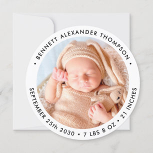 Modern Simple Nyfödd bebis Personlig Photo Birth Meddelande