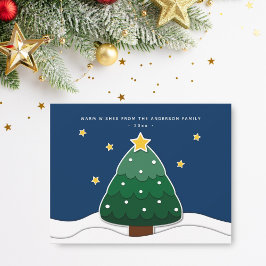 Modern Simple Papercut Stars Snowy Julgran Julkort