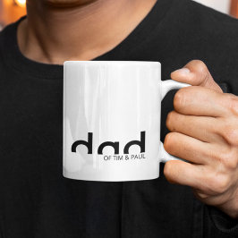 Modern Simple Pappa med Kids Children Namn Kaffemugg