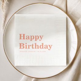 Modern Simple Peach Birthday Pappersservett