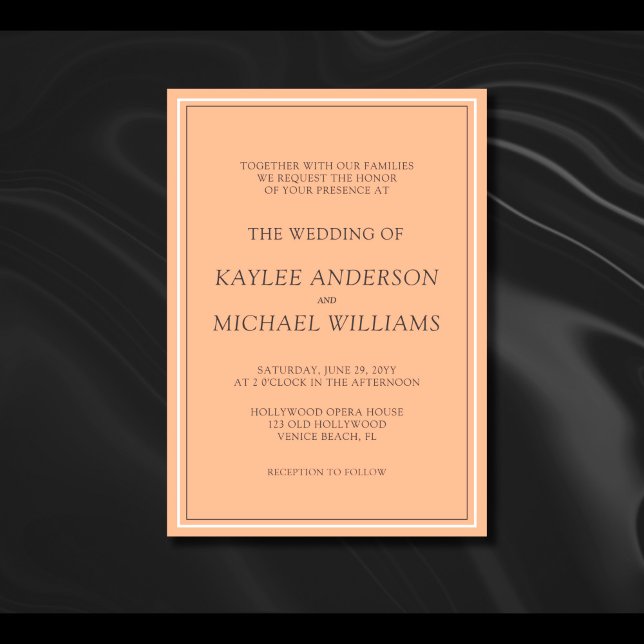 Modern Simple Peach Fuzz Bröllop Inbjudningar (Skapare uppladdad)