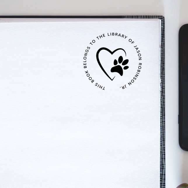Modern Simple Pet Tass Heart Anpassningsbar Biblio Stämpel (Skapare uppladdad)
