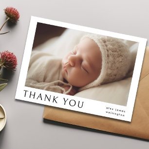 Modern Simple Photo Baby Namn Tack Meddelande