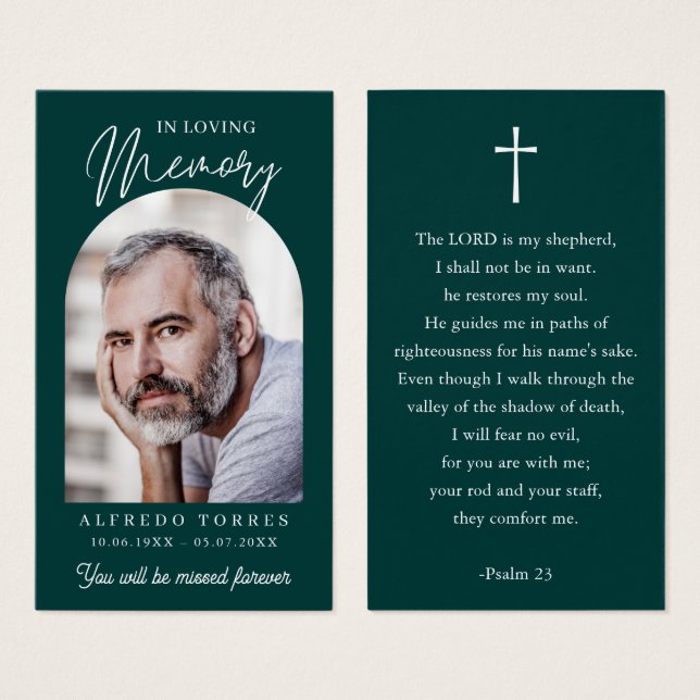 Modern Simple Photo Funeral Memorial Prayer Cards Visitkort (Framsida & baksida)
