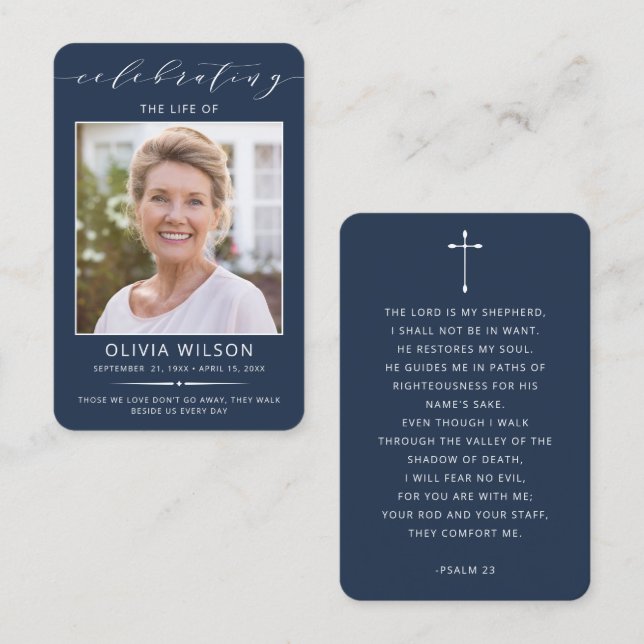 Modern Simple Photo Funeral Memorial Prayer Cards Visitkort (Fram/baksida)