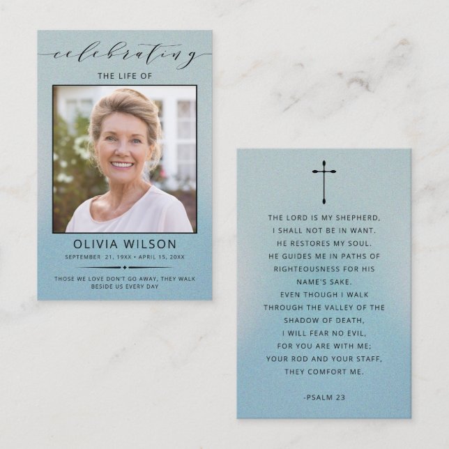 Modern Simple Photo Funeral Memorial Prayer Cards Visitkort (Fram/baksida)