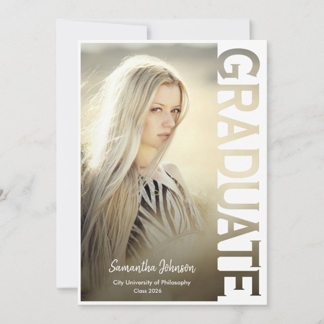 Modern Simple Photo Graduation Announcement Inbjudningar (Framsida)