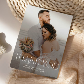 Modern simple photo wedding DIGITAL thank you card Inbjudningar