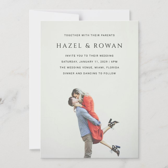 Modern Simple Photo Wedding Magnetisk Inbjudningskort (Framsida)