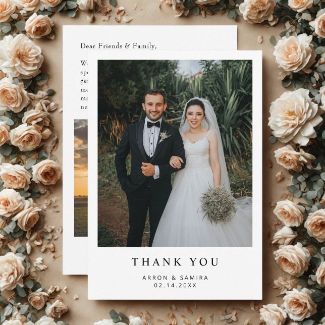 Modern Simple Photo Wedding Thank You Card  Tack Kort (Skapare uppladdad)