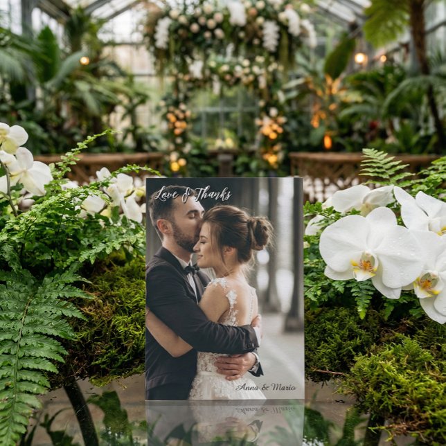 Modern Simple Photo Wedding Thank You Card W Note Tack Kort (Skapare uppladdad)