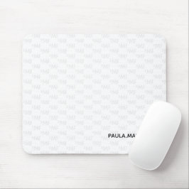 Modern Simple Plain White Grått Monogram Mönster Musmatta