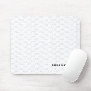 Modern Simple Plain White Grått Monogram Mönster Musmatta