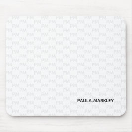 Modern Simple Plain White Grått Monogram Mönster Musmatta