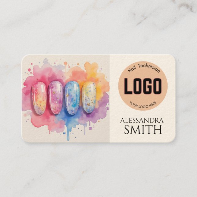 Modern Simple Professional Business Nail Tech Card (Framsida)