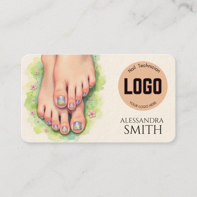 Modern Simple Professional Business Nail Tech Card (Framsida)