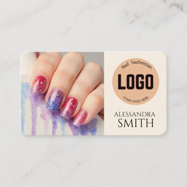 Modern Simple Professional Business Nail Tech Card (Framsida)
