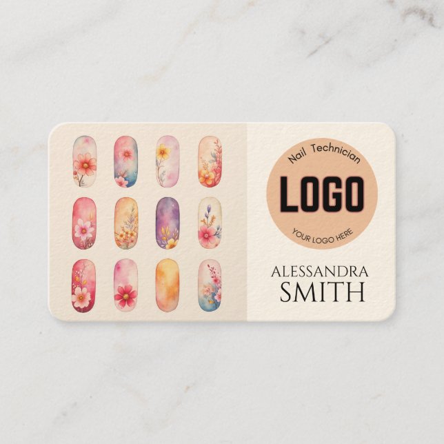 Modern Simple Professional Business Nail Tech Card (Framsida)