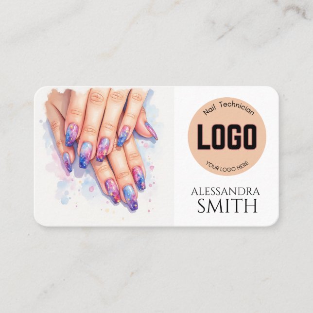 Modern Simple Professional Business Nail Tech Card (Framsida)