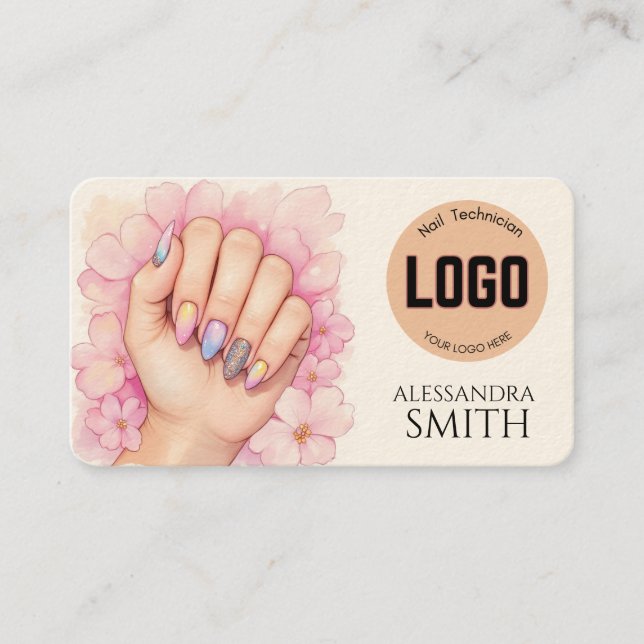 Modern Simple Professional Business Nail Tech Card (Framsida)