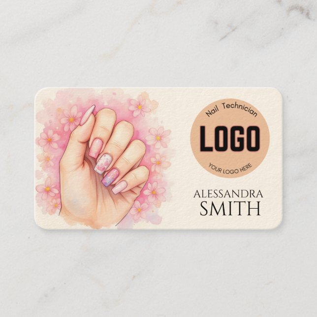 Modern Simple Professional Business Nail Tech Card (Framsida)
