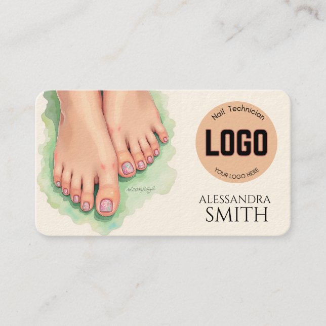 Modern Simple Professional Business Nail Tech Card (Framsida)
