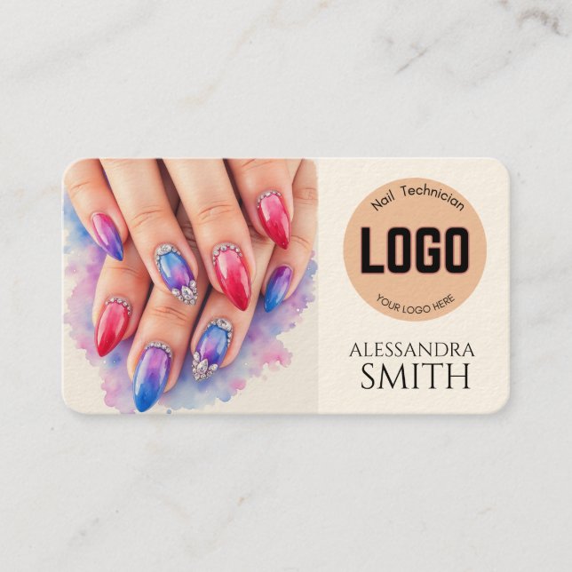 Modern Simple Professional Business Nail Tech Card (Framsida)
