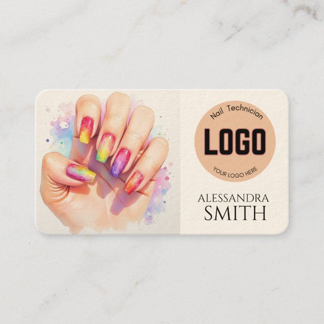 Modern Simple Professional Business Nail Tech Card (Framsida)