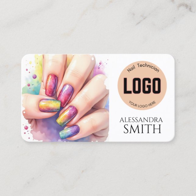 Modern Simple Professional Business Nail Tech Card (Framsida)