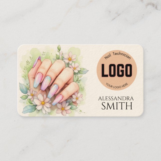 Modern Simple Professional Business Nail Tech Card (Framsida)