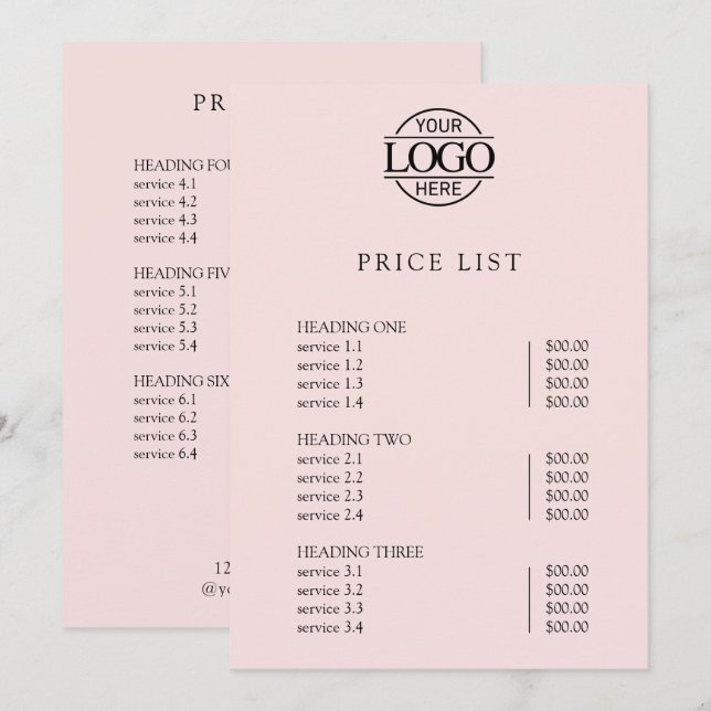 Modern Simple Professional Logo Menu Price List Julkort (Fram/baksida)
