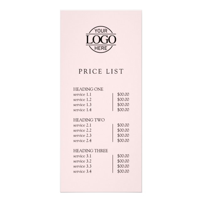 Modern Simple Professional Logo Menu Price List Reklamkort (Framsidan)
