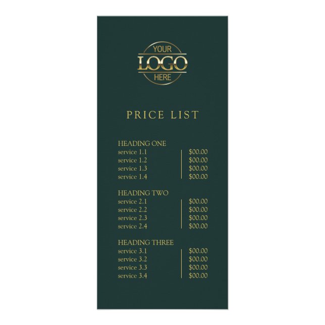 Modern Simple Professional Logo Menu Price List Reklamkort (Framsidan)
