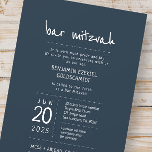 Modern + Simple Pub Mitzvah Inbjudningar