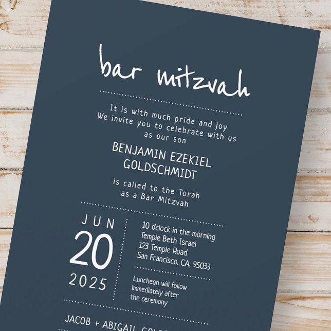 Modern + Simple Pub Mitzvah Inbjudningar (Skapare uppladdad)