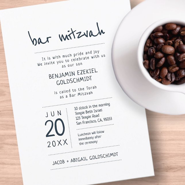 Modern + Simple Pub Mitzvah Inbjudningar (Skapare uppladdad)